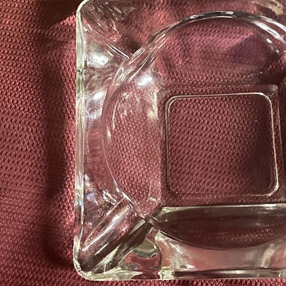 Clear Glass Square Cigar Cigarette Ashtray 6" MCM Vintage 1950s - Picture 8 of 8